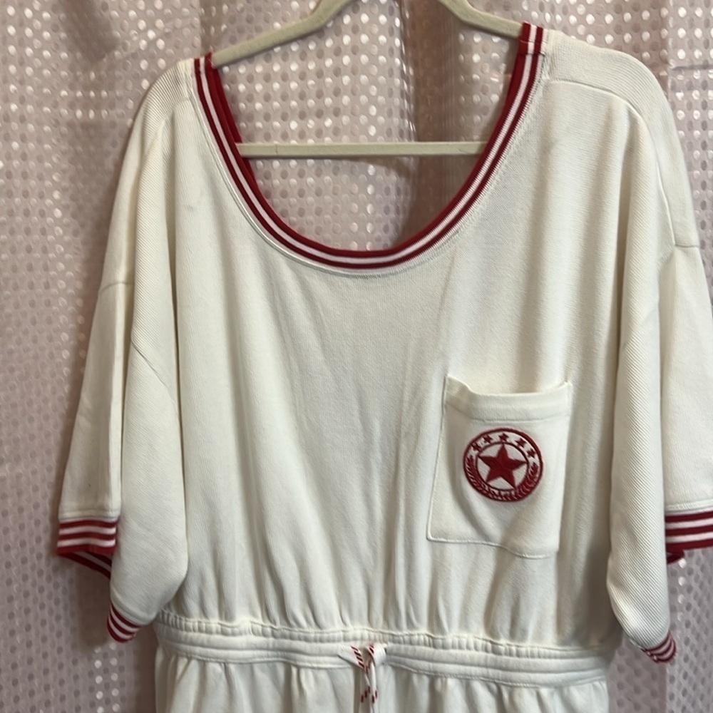 Anthropologie NEW Waffle Knit Red White Romper XL beach coastal resort vacation - Picture 5 of 13